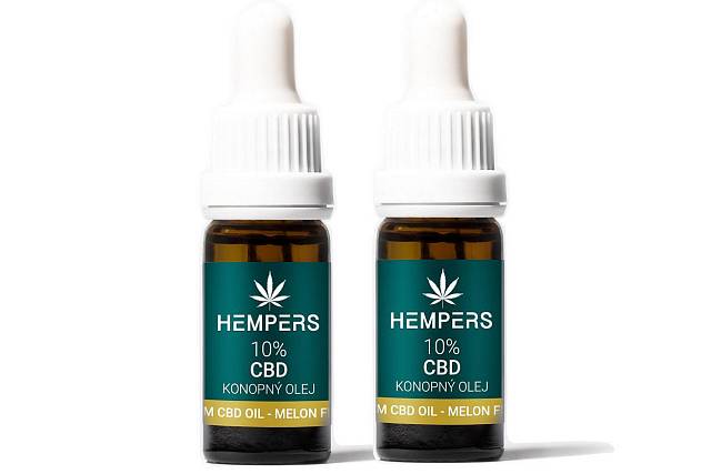 2 ks 10% CBD Olej Hempers, 10ml- původní cena 1890Kč